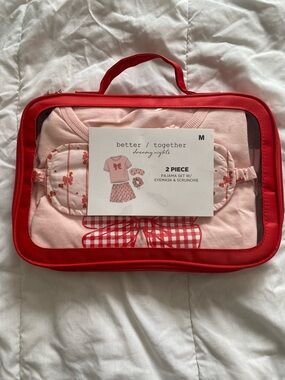 better / together Pink 2-Piece Pajama Set with Eye Mask & Scrunchie - Women's